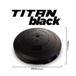 BASE TITAN BLACK Polietileno 43 x 43 x 14 Cor Preta Água ou Areia Encaixe 3/4 Enchimento até 13kg