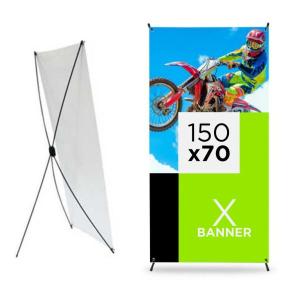 Eco X Banner COMPLETO Poliestireno/Fibra 1.50m x 70cm 4x0 Tecido ECO Sintético Completo 