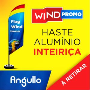 WIND PROMOCIONAL Base 43CM X 43CM X 10CM 2.50m x 0.65m Dupla-Face | Impressão Sublimática Modelo ÂNGULO Estrutura de Alumínio Inteiriça SOMENTE RETIRADA