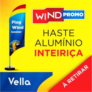 WIND PROMOCIONAL Base 43CM X 43CM X 10CM 2.50m x 0.65m Dupla-Face | Impressão Sublimática Modelo VELA Estrutura de Alumínio Inteiriça SOMENTE RETIRADA